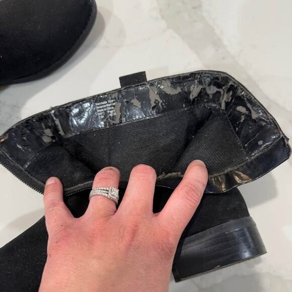 Style & Co Suede Low Calf Boots Black Womens 7.5 Ankle Booties Casual Minimalist - Picture 7 of 9